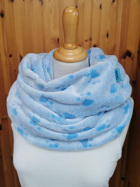 Preview: PFOTEN-Loop-Schal hellblau mit Pfoten - Loopschal für Hunde-Freunde